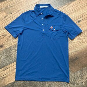 Criquet  Blue Solid Short Sleeve Polo Shirt Golf Pocket  Men Sz S